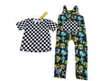 Pixel checker mash up overalls