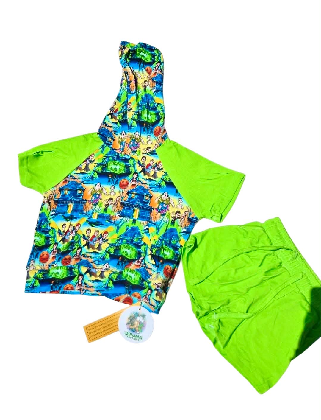 Porch terror 2pc daywear hoodie shirt with shorts